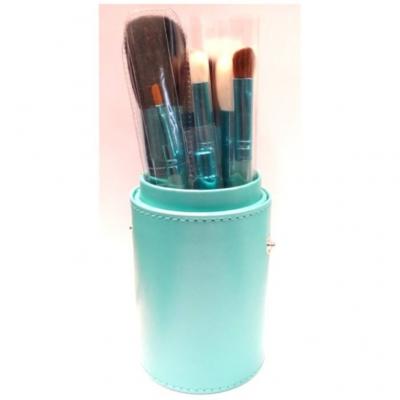 Pot cuir 12 pinceaux maquillage - Turquoise