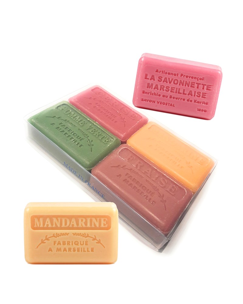 Foufour savons marseille coffret 4 savons de marseille senteurs fruitees embellissetvous fr